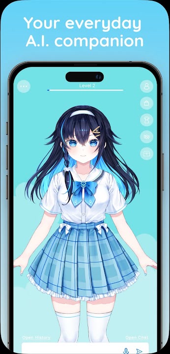 App Store screenshot ("Your everyday A.I. companion", animated anime avatar). Primary pick.