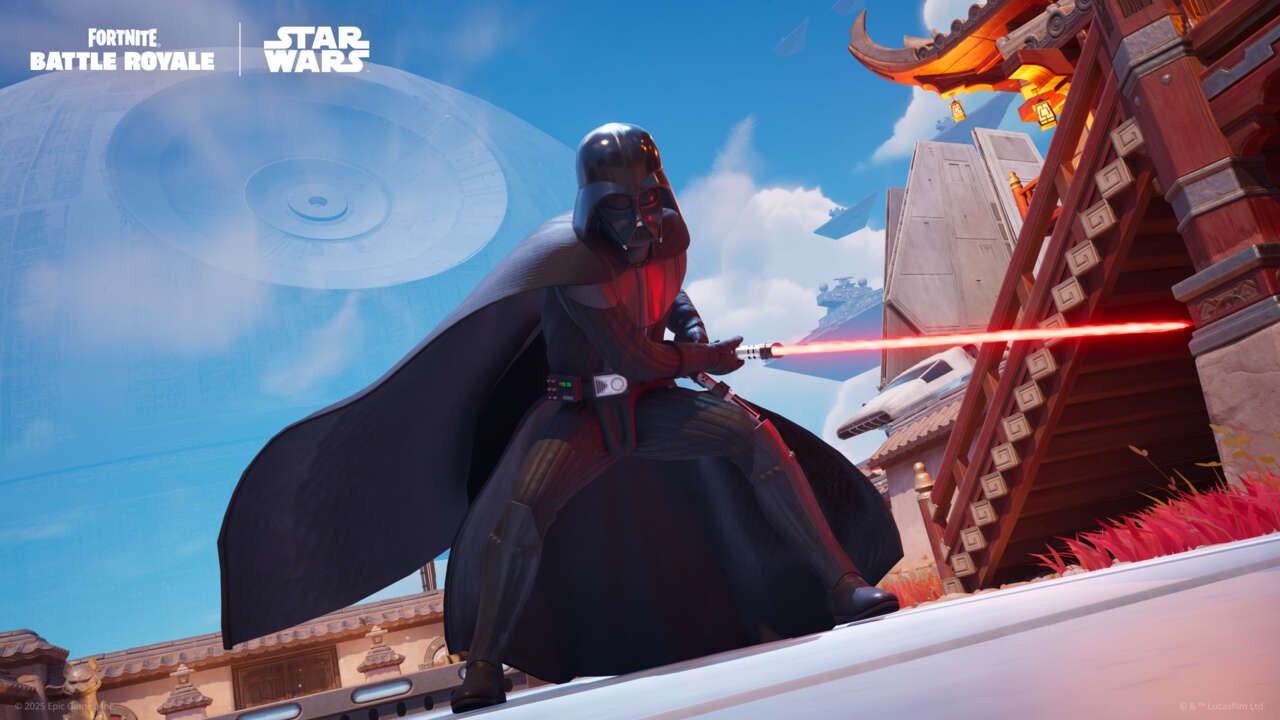 Official Fortnite × Star Wars key art: Darth Vader in-game (GameSpot). Primary pick.