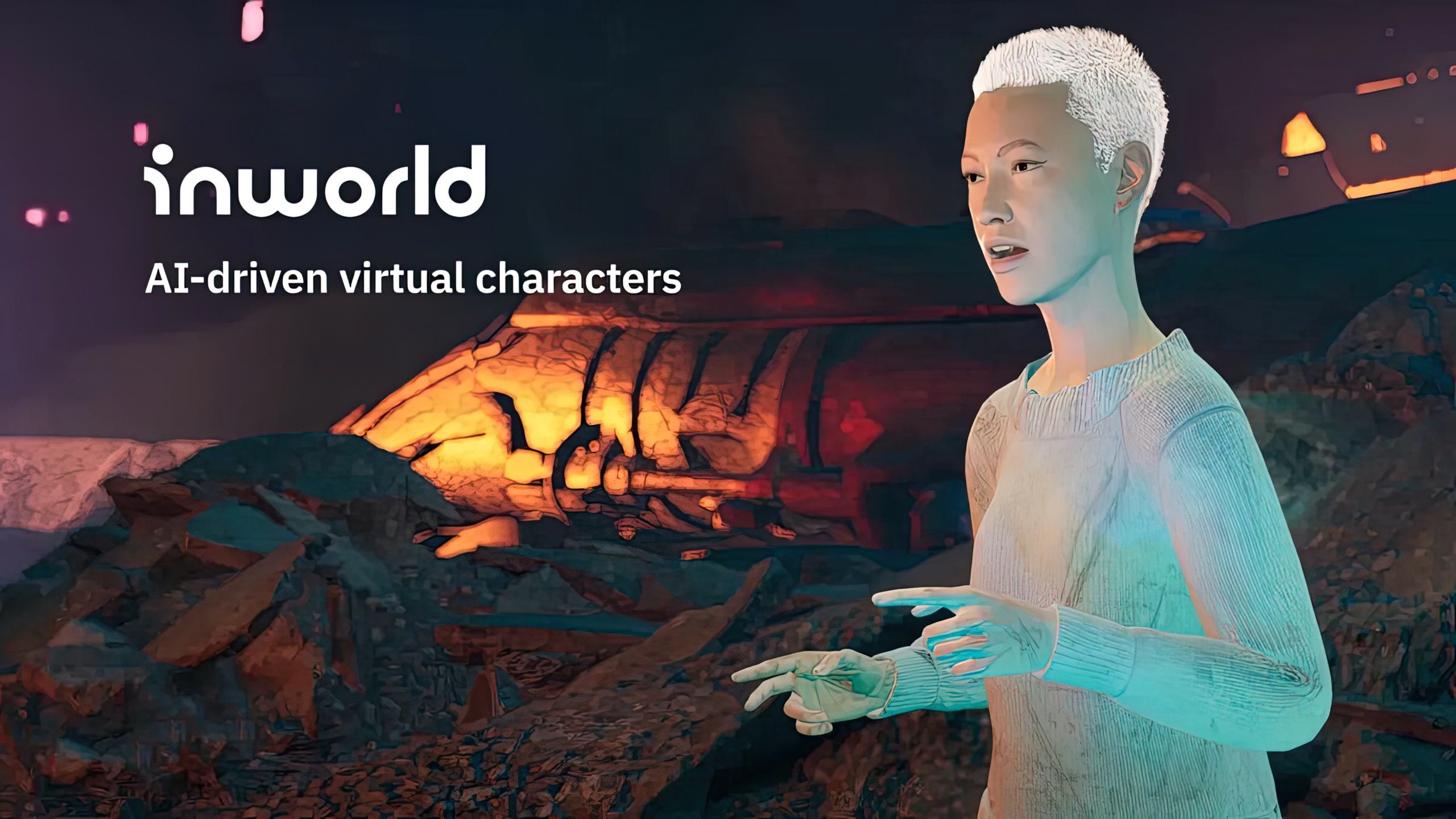 Inworld-branded "AI-driven virtual characters" artwork (from WCCFTech's Inworld Q&A coverage).