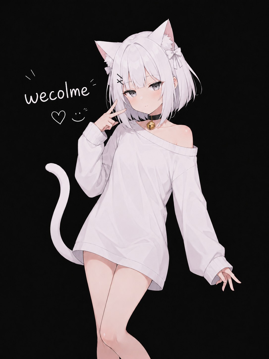 Kuro, the default neko companion character art ("wecolme" welcome illustration), sourced from the NekoGPT itch.io page via image-search CDN