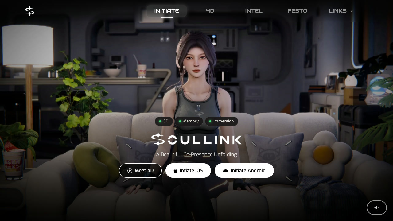 Official SoulLink site hero with 4D ("Meet 4D", Initiate iOS/Android buttons). Primary pick.